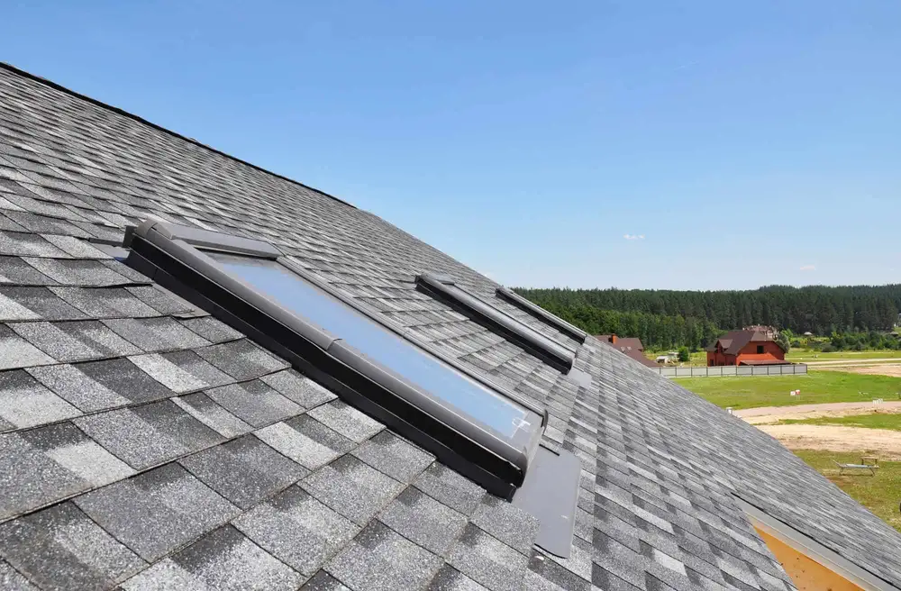 Close-up of a new asphalt shingle roof